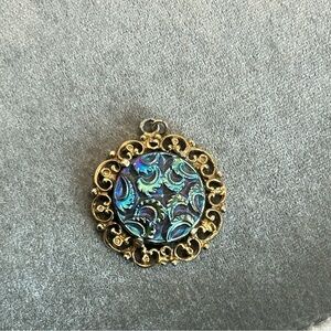 Prestige vintage blue purple green iridescent circular Victorian style pendant